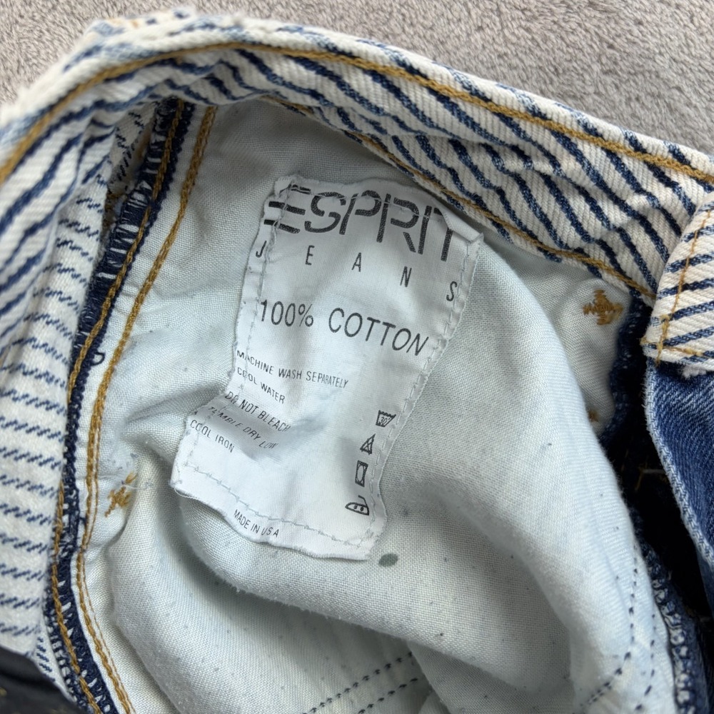 Vintage Esprit Mom Jeans Women 3/4 (24x29) Blue Railroad Striped Made in USA 80s - Picture 13 of 13
